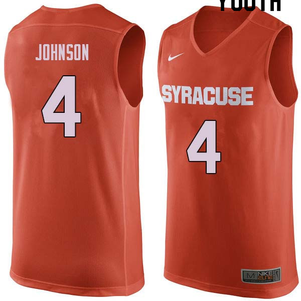 Youth #4 Wesley Johnson Syracuse Orange College Basketball Jerseys Sale-Orange